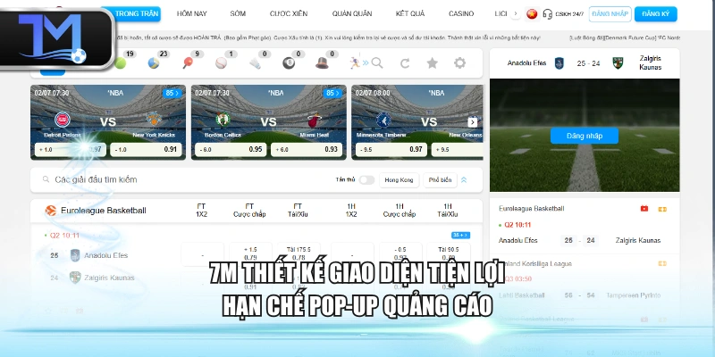 7M thiết kế giao diện tiện lợi, hạn chế pop-up quảng cáo